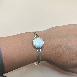 Moonstone Bangle 925 Silver Bangle, Adjustable Bangle, Handmade Stamped MEX
